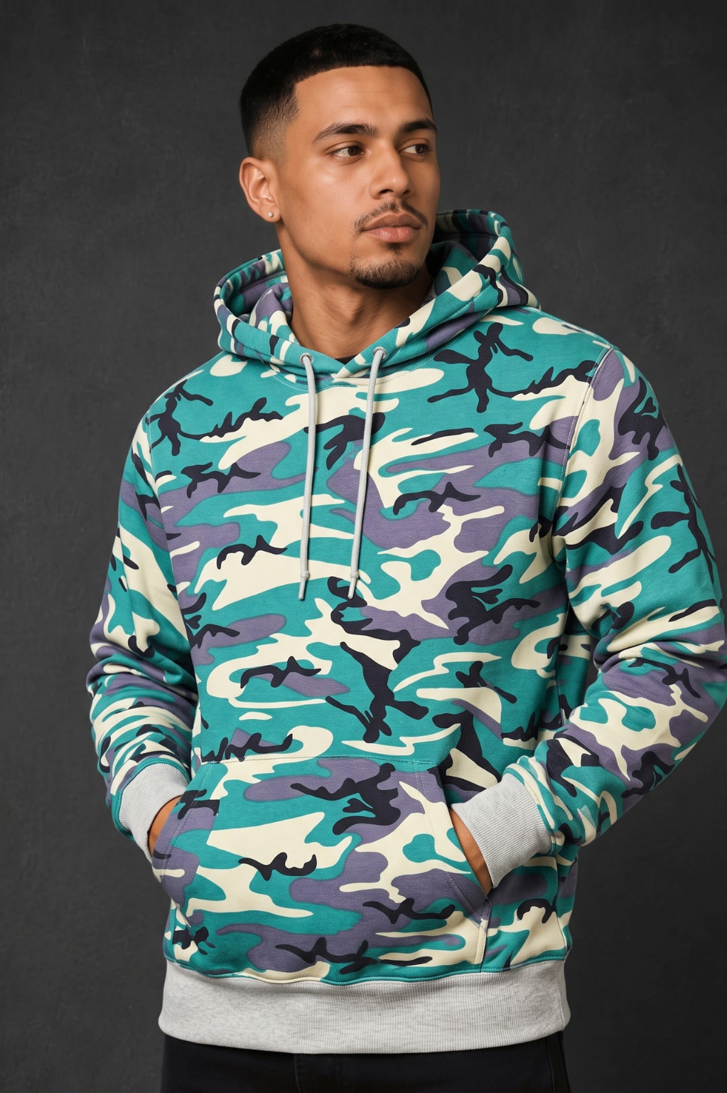 Camo Pull Over Hoodie Front