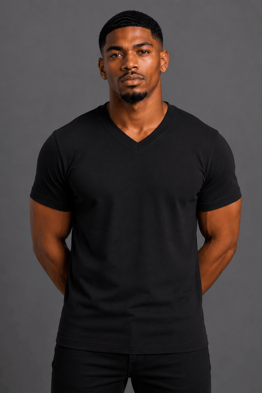 v-neck black front